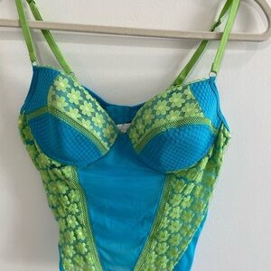Rampage Turquoise and Lime Corset